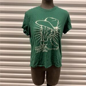 Green Graphic T-Shirt with Cowboy Boot Design